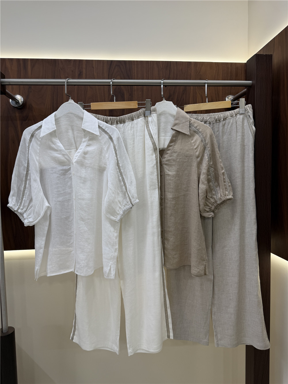 Short Linen Drawstring - Conjunto Casual Feminino de Camisa de