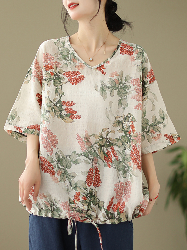 Camiseta Feminina de Verão Sol - Short Linen Drawstring avaliação e preço